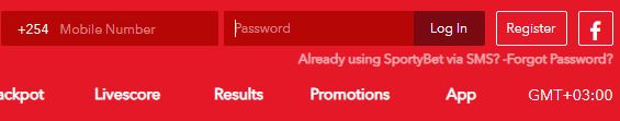sportybet log in form